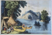 Indian Encampment on the St. Lawrence Fine Art Print - Currier and Ives