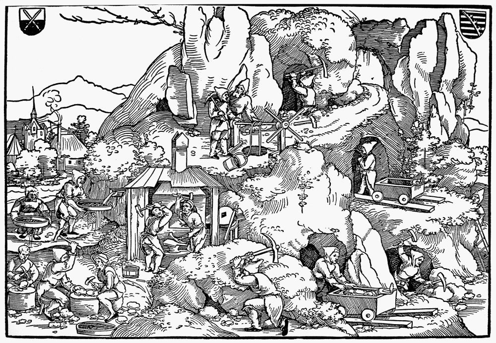 Gold Miners 16th Century Woodcut Fine Art Print by Granger Collection