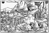 Gold Miners 16th Century Woodcut Fine Art Print by Granger Collection