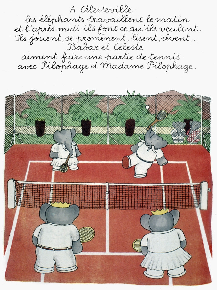 Babar The Elephant Playing Tennis Fine Art Print | Posterazzi