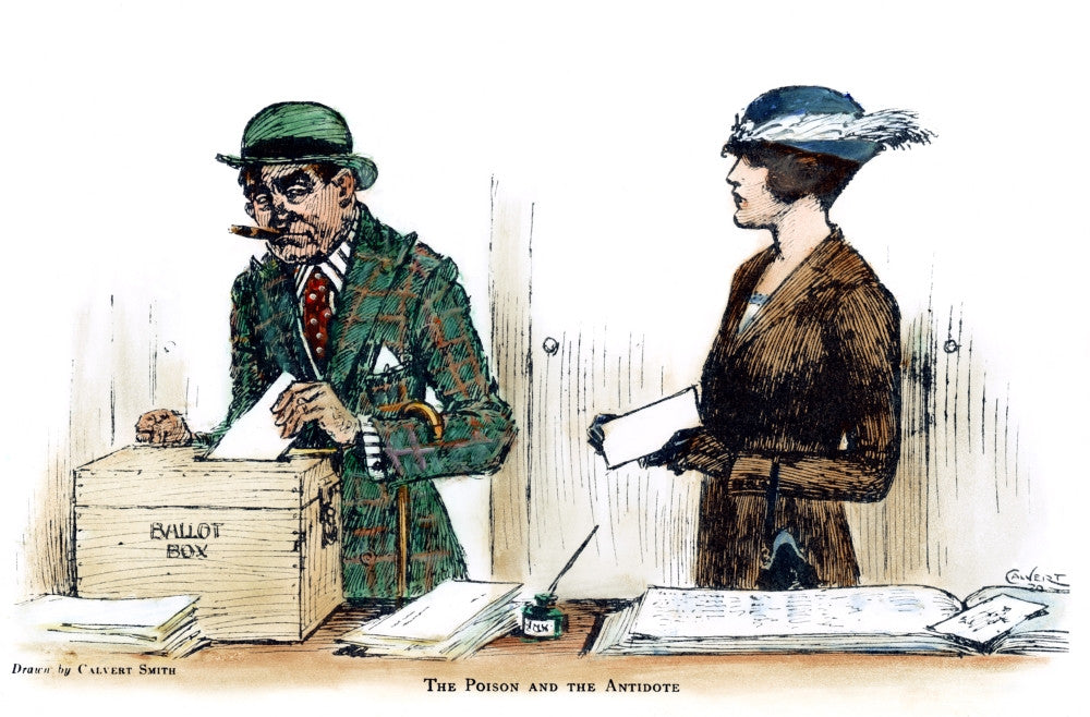 Suffrage Cartoon - 'The Poison and The Antidote' Fine Art Print by Calvert Smith