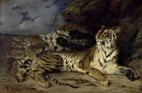 Young Tiger Playing with His Mother Fine Art Print by Eugene Delacroix
