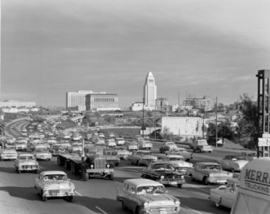 USA Los Angeles Freeway at Civic Center Fine Art Print