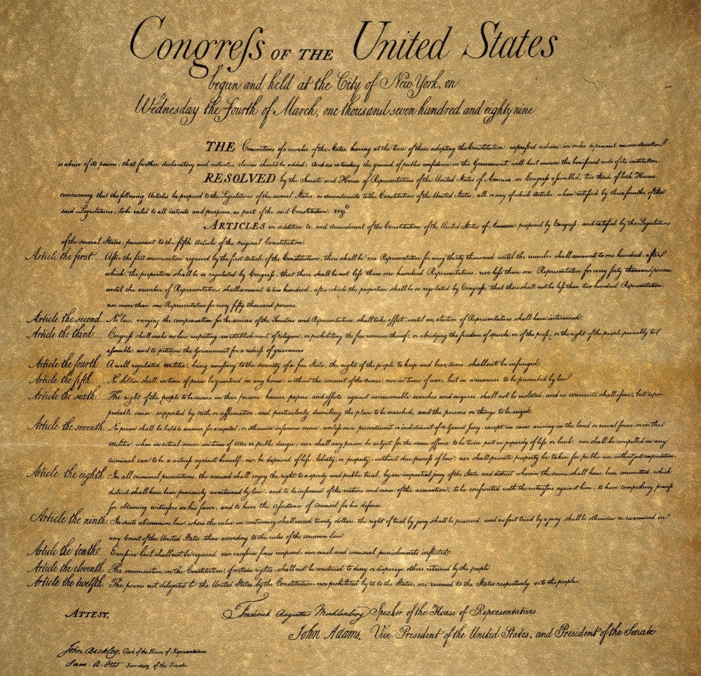 The Bill of Rights 1789 Fine Art Print by Granger Collection