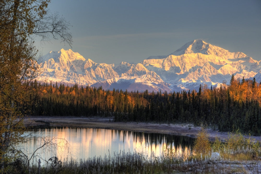 Southside Mount McKinley & Mount Hunter Sunrise Poster Print - HDR Image
