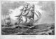 USS Constitution Engagement Lithograph Print After Edward Mueller