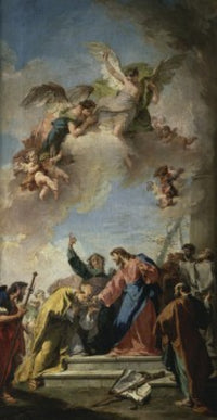 Christ Giving the Keys of Paradise to St. Peter Fine Art Print by Giovanni Battista Pittoni