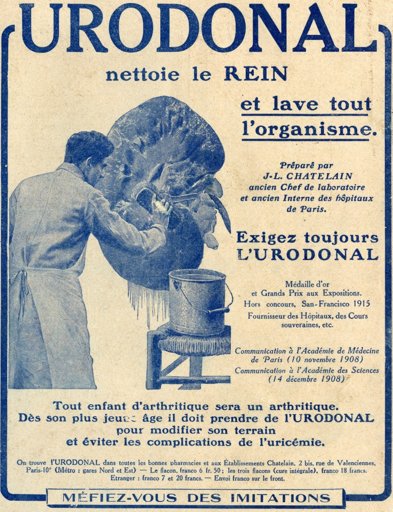 Vintage French Advertisement Poster for Urodonal Kidney Cleanser (C.1916)