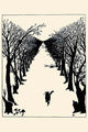 A Black Cat Walks Along a Tree Lined Road Fine Art Print by Rudyard Kipling