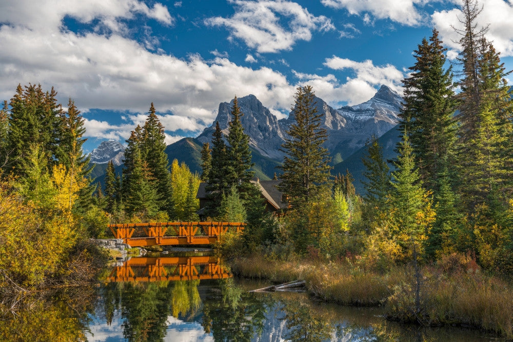Bridge on Spring Creek Fine Art Print - Three Sisters, Canmore