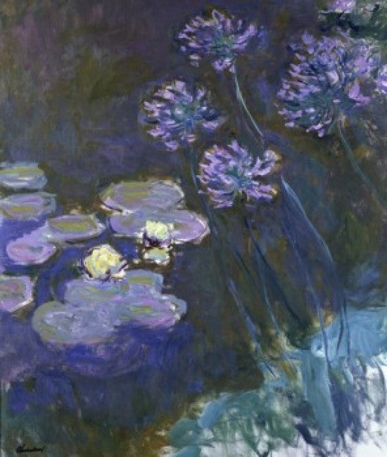 Water Lilies & Agapanthus Fine Art Print by Claude Monet