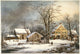 Winter in the Country: A Cold Morning Currier and Ives Lithograph Print