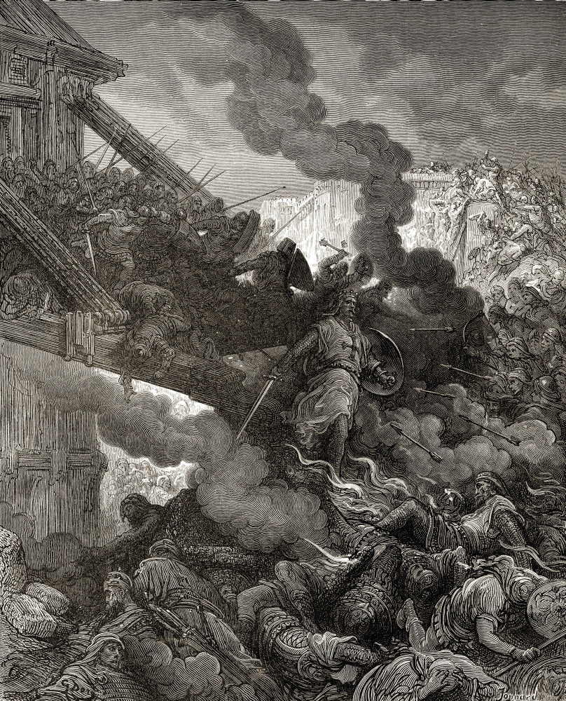 Godfrey Enters Jerusalem - First Crusade 1099 Fine Art Print by Ken Welsh