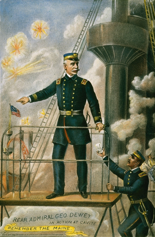 George Dewey at the Battle of Manila Bay Lithograph Print (1898) by Kurz & Allison