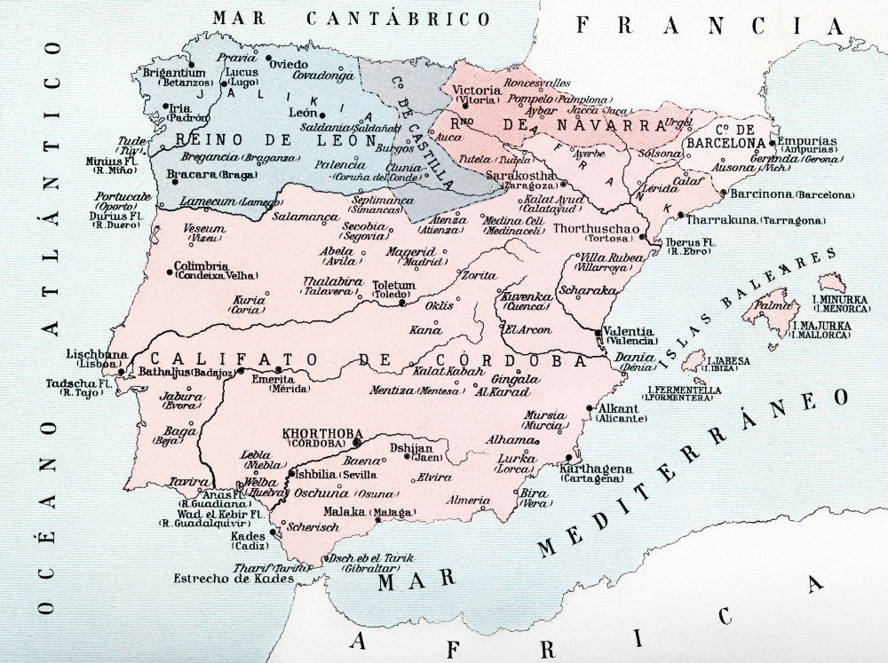 Historical Map of Spain During the Muslim Occupation by Ken Welsh