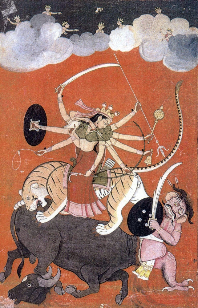 Hindu Goddess Durga Fights Mahishasur Fine Art Print