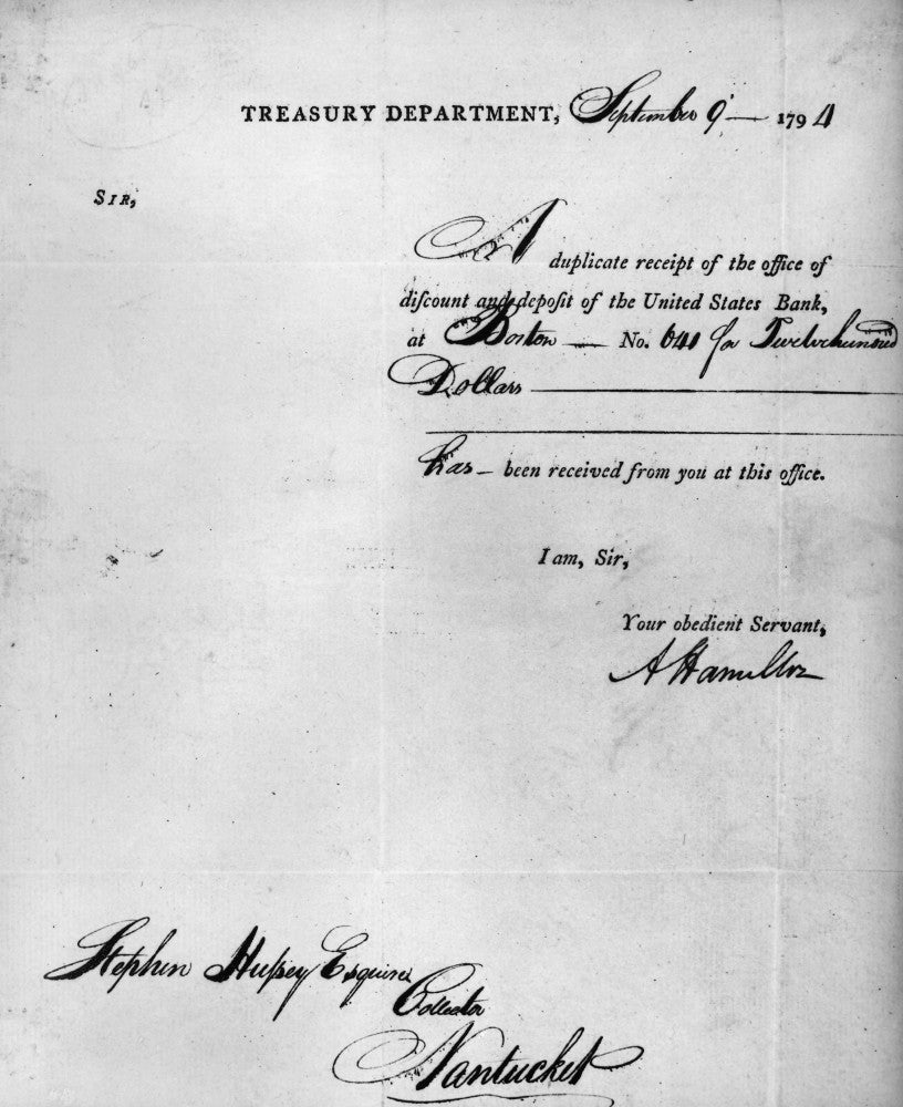 Hamilton: 1794 Treasury Receipt Fine Art Print by Granger Collection