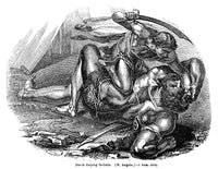 David and Goliath 19th Century Wood Engraving Poster Print