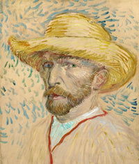 Self Portrait with Straw Hat Fine Art Print by Vincent Van Gogh