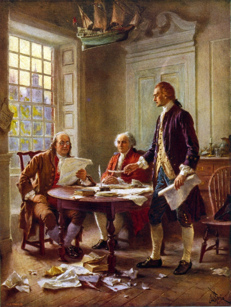 Writing the Declaration of Independence, 1776 Fine Art Print by Science Source