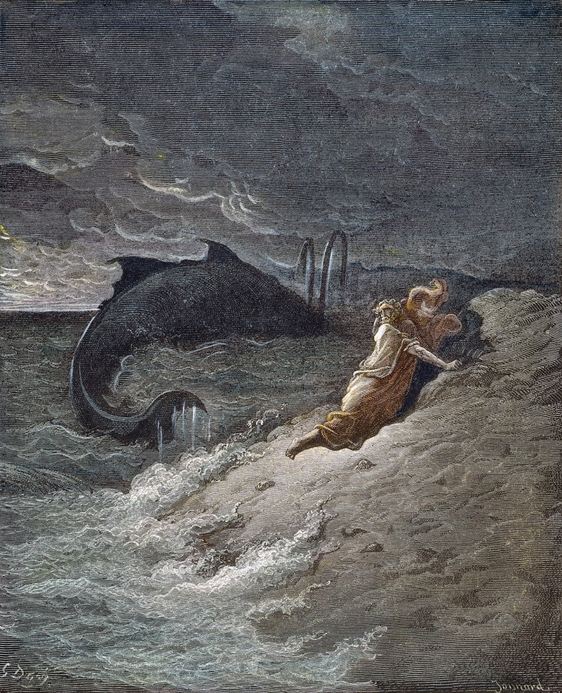 Jonah Cast Forth by the Whale Wood Engraving Fine Art Print