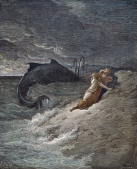 Jonah Cast Forth by the Whale Wood Engraving Fine Art Print
