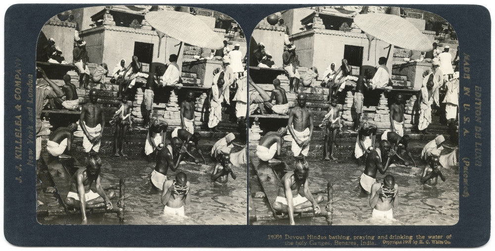 Devout Hindus at the Ganges River, C1907 - Fine Art Print by Granger Collection