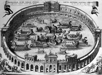 Rome: Naumachia - 16th Century Staged Naval Battle Engraving Print