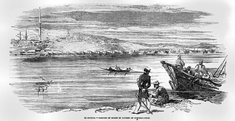 The Illustrated London News: Rustchuk Bridge of Boats Etching by John Short