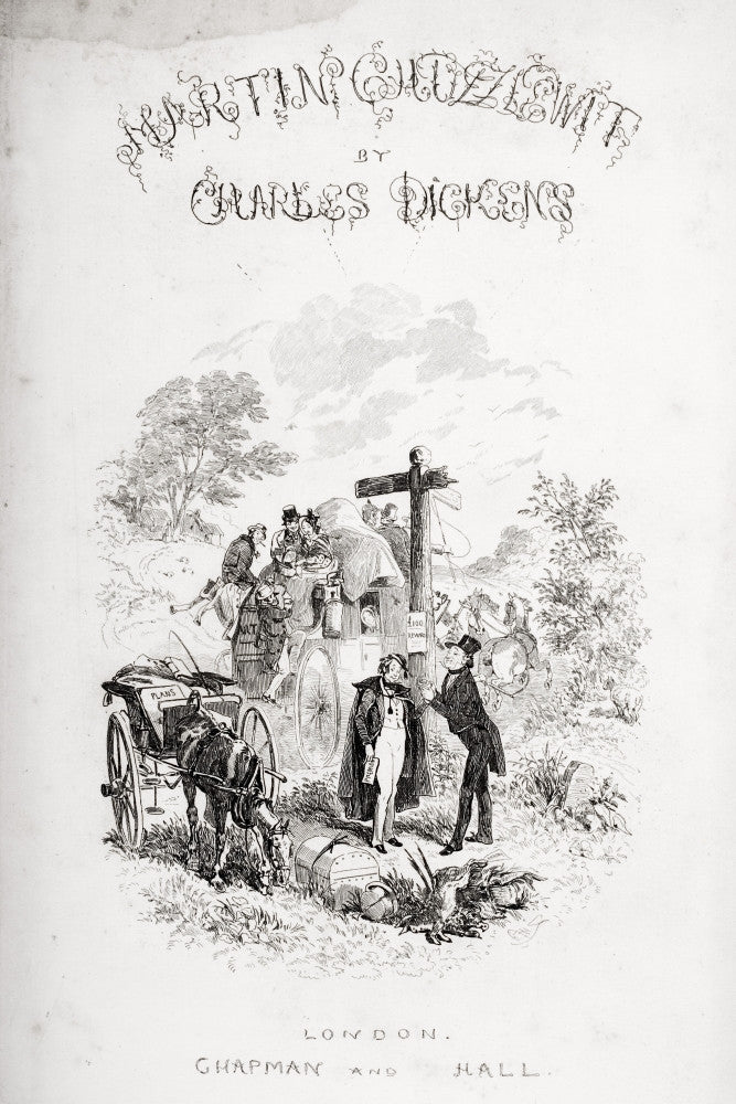 Title Page Illustration from Charles Dickens' Martin Chuzzlewit by H.K. Browne - Fine Art Print