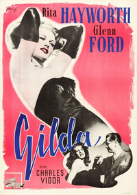 Gilda Movie Poster Art Print featuring Rita Hayworth and Glenn Ford - 1946 Swedish Design