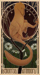 Deinonychus Antirrhopus Art Nouveau Style Poster Print by Christian Masnaghetti