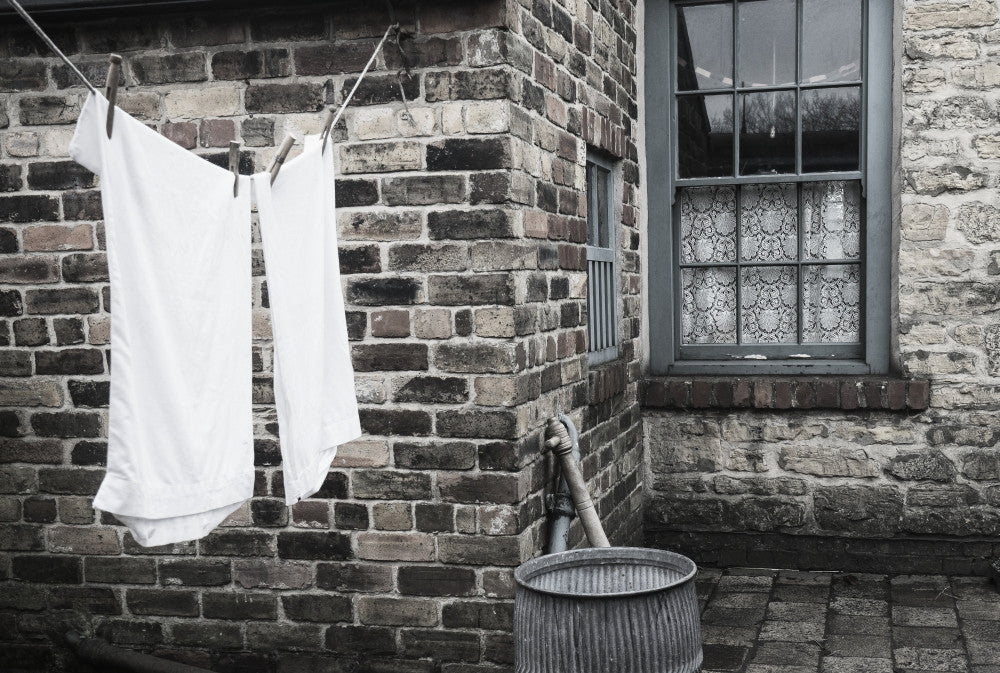Stone Walls with Laundry - Beamish, Durham Art Print by John Short