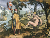 Arrival of Amerigo Vespucci in the New World Engraving by Theodoor Galle