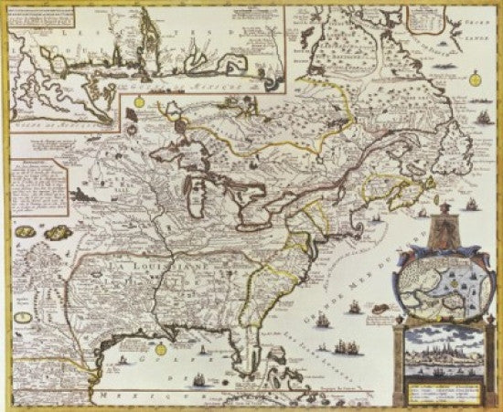America (New France) C. 1745 Fine Art Print - Vintage Map Poster
