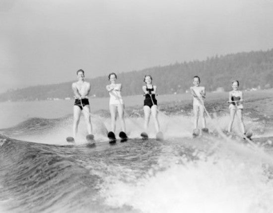 Young People Water Skiing Fine Art Print