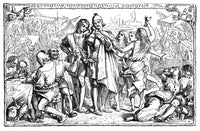 Bunyan's Pilgrim's Progress - Christian & Faithful at Vanity Fair Engraving Print by H.C. Selous