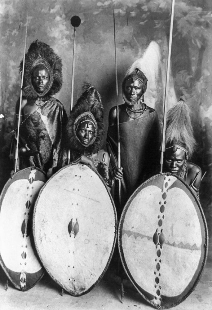 Kenya: Warriors - C1920 Fine Art Print of Masai Warriors
