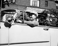 Mid Adult Man Driving a Car Fine Art Print
