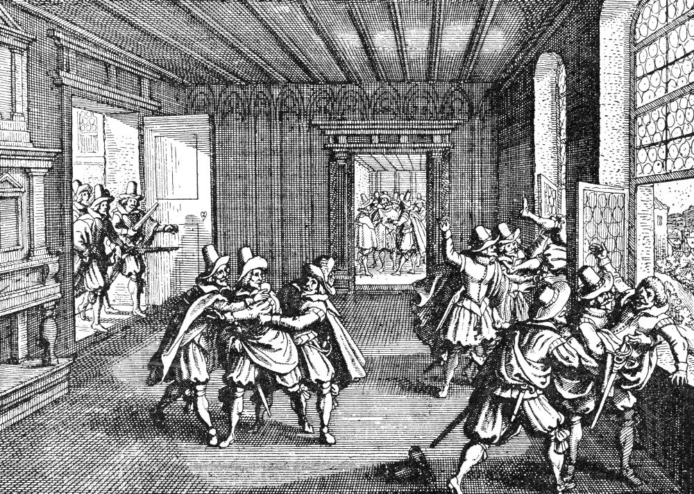 Defenestration of Prague Historical Engraving Poster Print