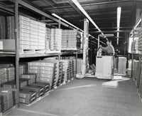 Side Profile of a Worker Operating a Forklift Poster Print