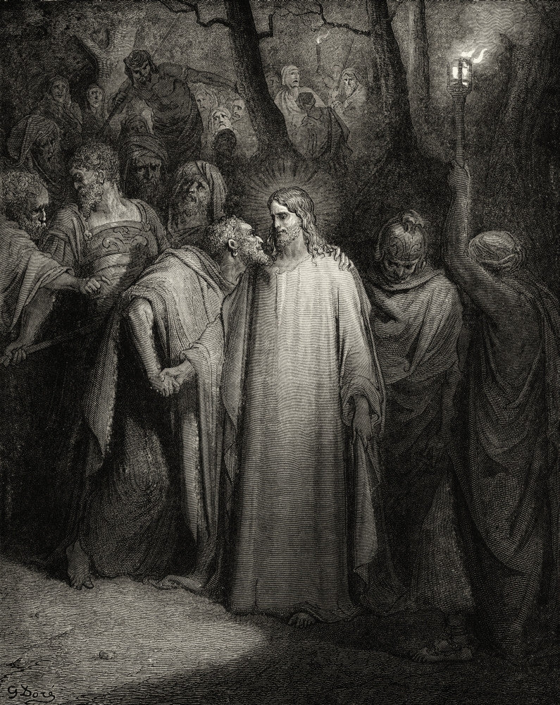 The Kiss Fine Art Print - Judas Iscariot and Jesus in Gethsemane After Gustave Dore