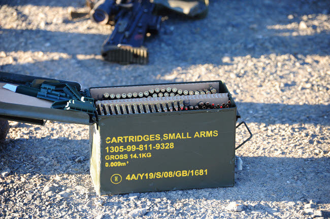 Ammunition Box with 556mm Belted Rounds Fine Art Print by Andrew Chittock