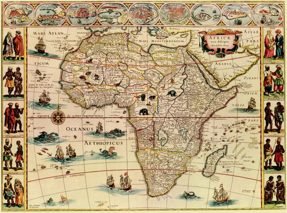 Historic Map of Africa from the 1660s - Decorative Poster Print