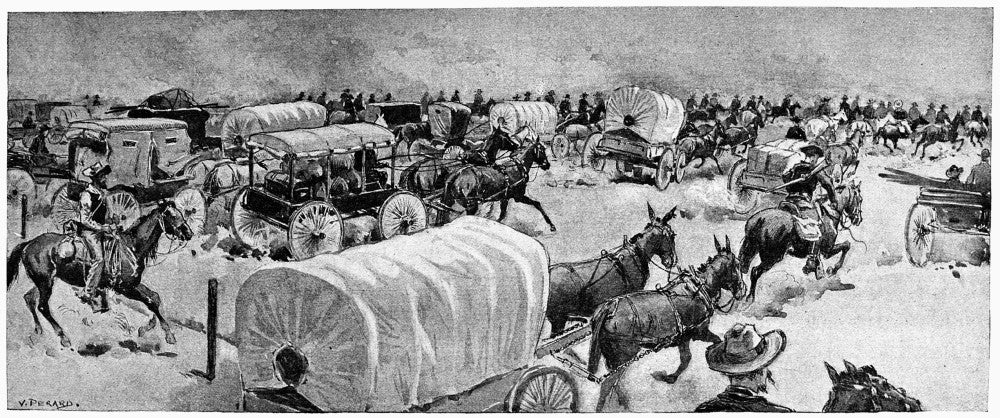 Oklahoma Land Rush Fine Art Print - Historical 1893 Scene