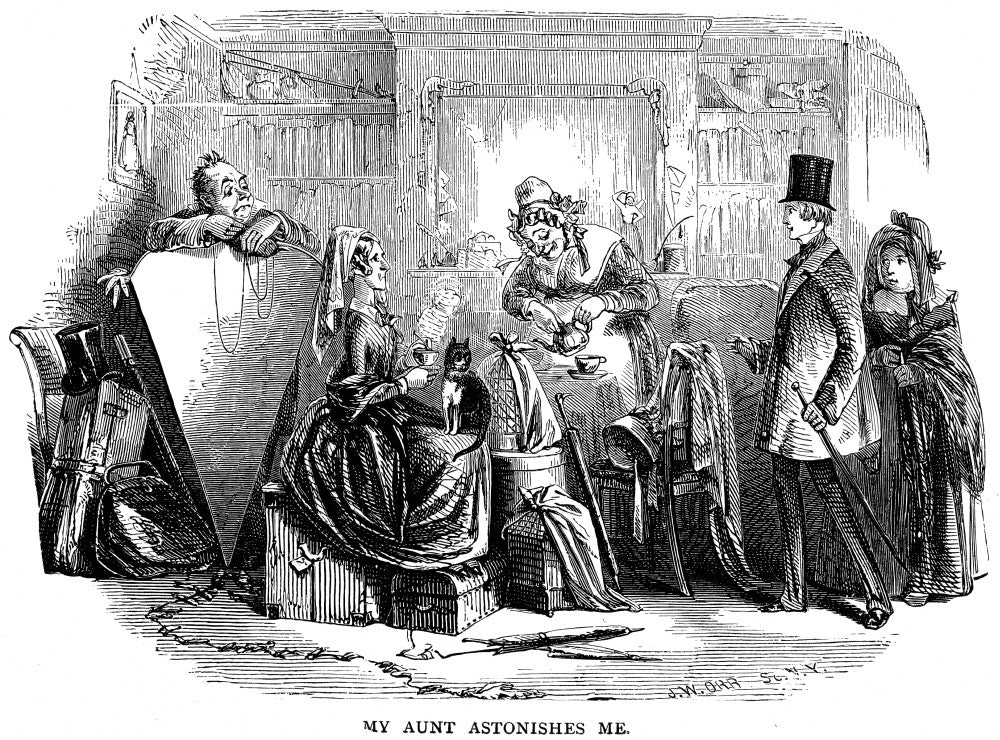 David Copperfield 'My Aunt Astonishes Me' Wood Engraving Print