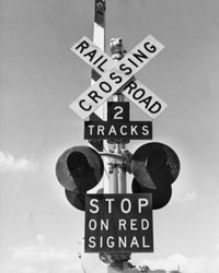 Close-up Railroad Crossing Sign Fine Art Print - Various Sizes