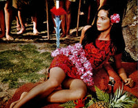 Nancy Kwan - Red Dress and Leis Photo Print
