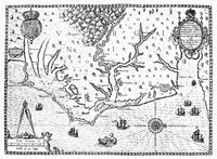 Map of Virginia Engraving (1585) by Theodore De Bry - Granger Collection