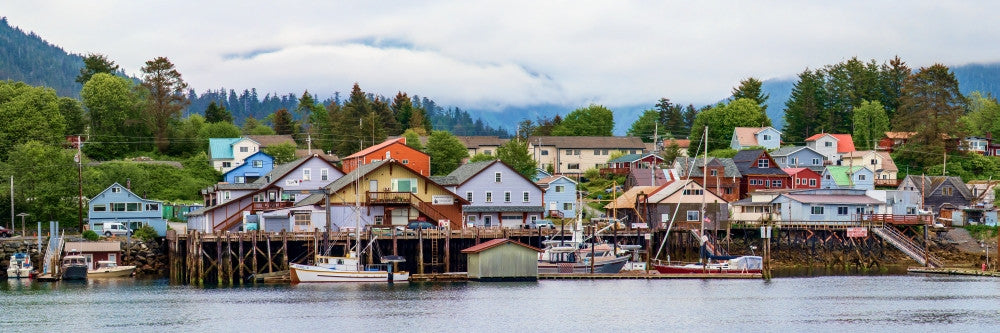 Fishing Village on Lakeshore Fine Art Print - Sitka, Alaska